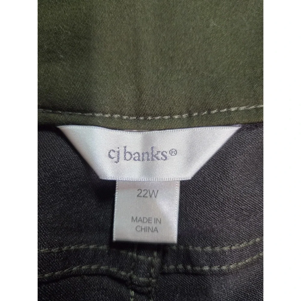 CJ Banks‎ Pants Womens 22W Plus Green Stretch Pull On Skinny Jeggings High Rise